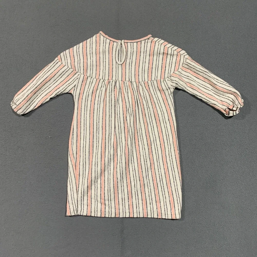 Zara Girls Striped Dress Pink Beige‎ Black Size 5 Made in Turkey